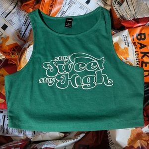 Stoner Crop Top. Large. Kelly Green.